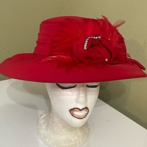 Beautiful Red Church Dress Hat by Natasia N Y